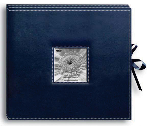 Pioneer 3-Ring Sewn Leatherette Album Box 13"X14.5" - Navy Blue