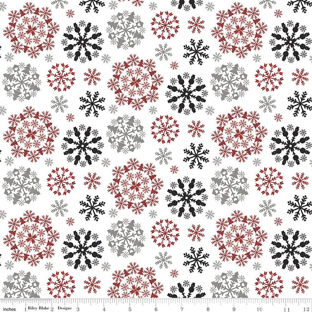 Riley Blake Hello Winter Flannel - Snowflakes (Multi)