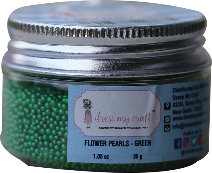 Dress My Craft Flower Pearls 1oz - Green
