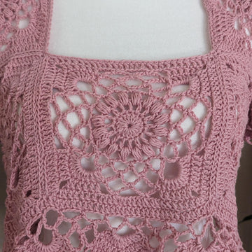 Pink Berries Crochet Lace Top