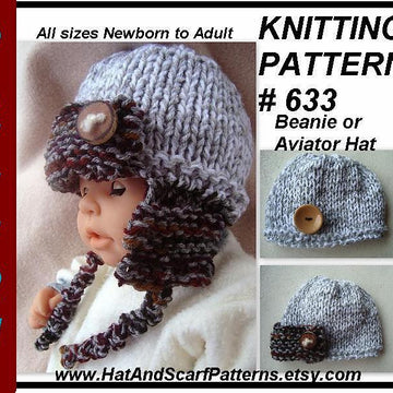 633 KNIT Aviator Hat, Baby to Adult, Unisex