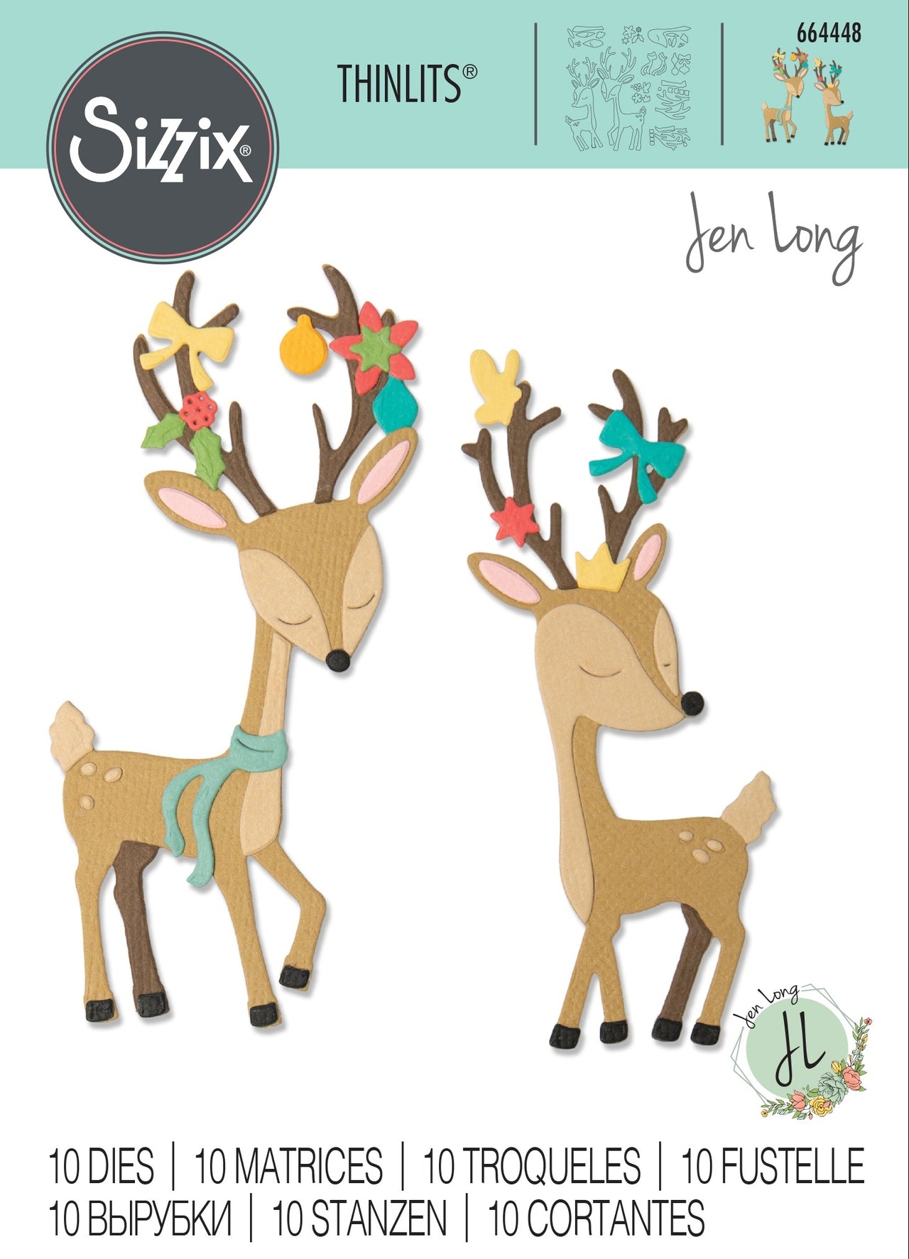 Sizzix Thinlits Dies By Jen Long 10/Pkg - Christmas Deer