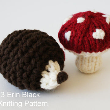 Chunky Knit Woodland Toy Ornaments: Mushroom, Acorn, Heart, Hedgehog (approx. 3")