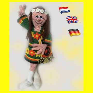 Flower Power Girl Lily amigurumi doll