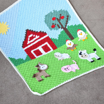 Farm animal friends applique blanket
