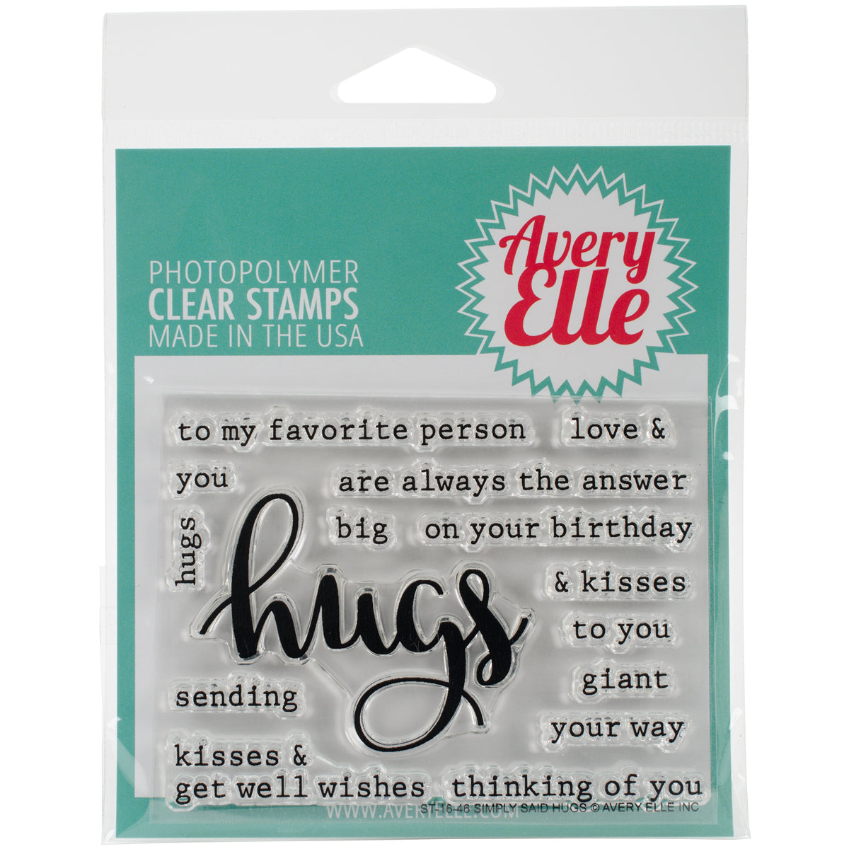 Avery Elle Clear Stamp Set 4"X3" - Simply Said Hugs