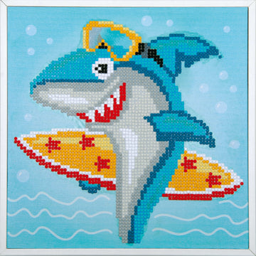 Vervaco Diamond Painting Kit Surfing Shark Diamond Painting Kit