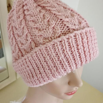 Easy Lace Cable Hat Womens Mens Unisex Straight Needles