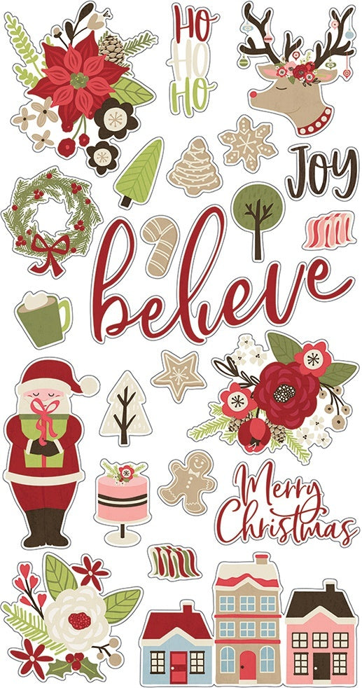 Simple Stories Holly Jolly Chipboard Stickers 6"X12" - 600401