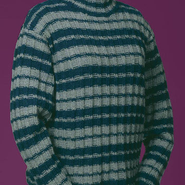 Striped Reverse Rib Mock Turtleneck #114