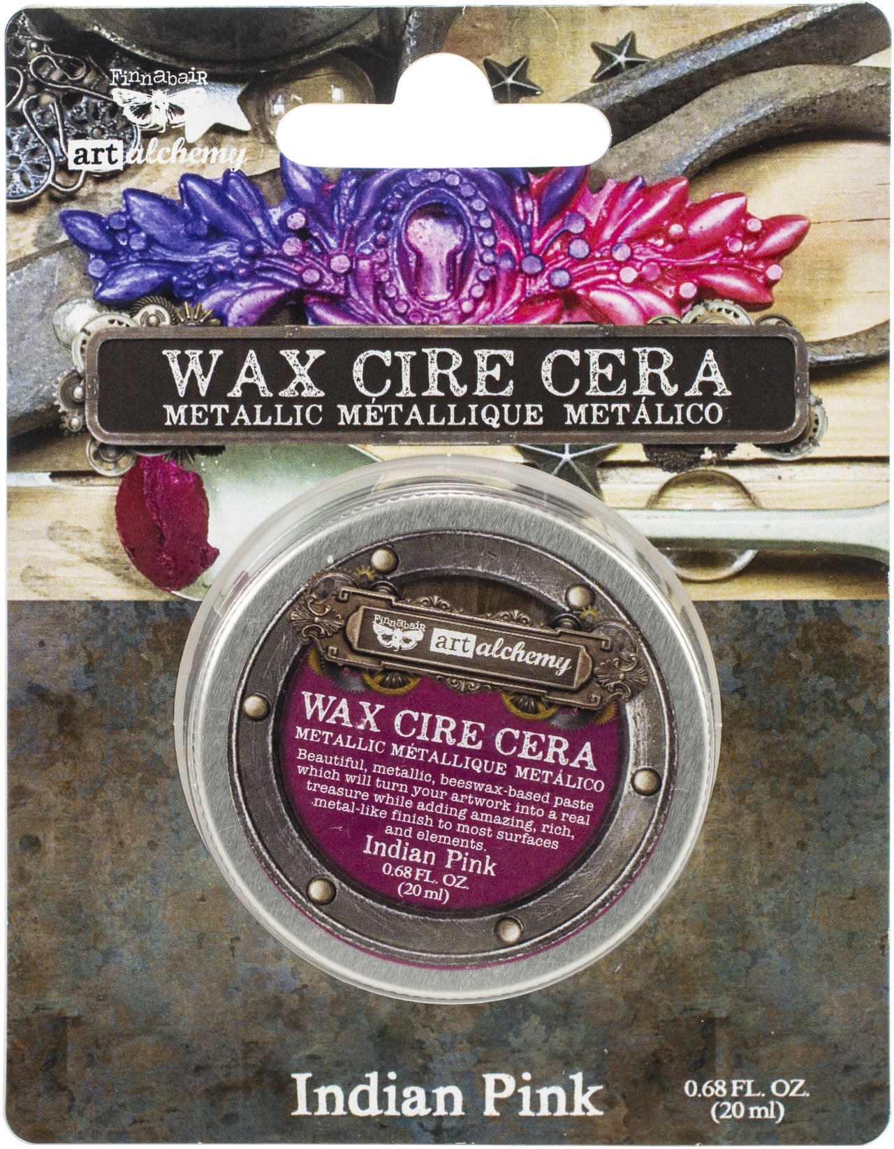 Prima Marketing Finnabair Art Alchemy Metallique Wax .68 Fluid Ounce - Indian Pink