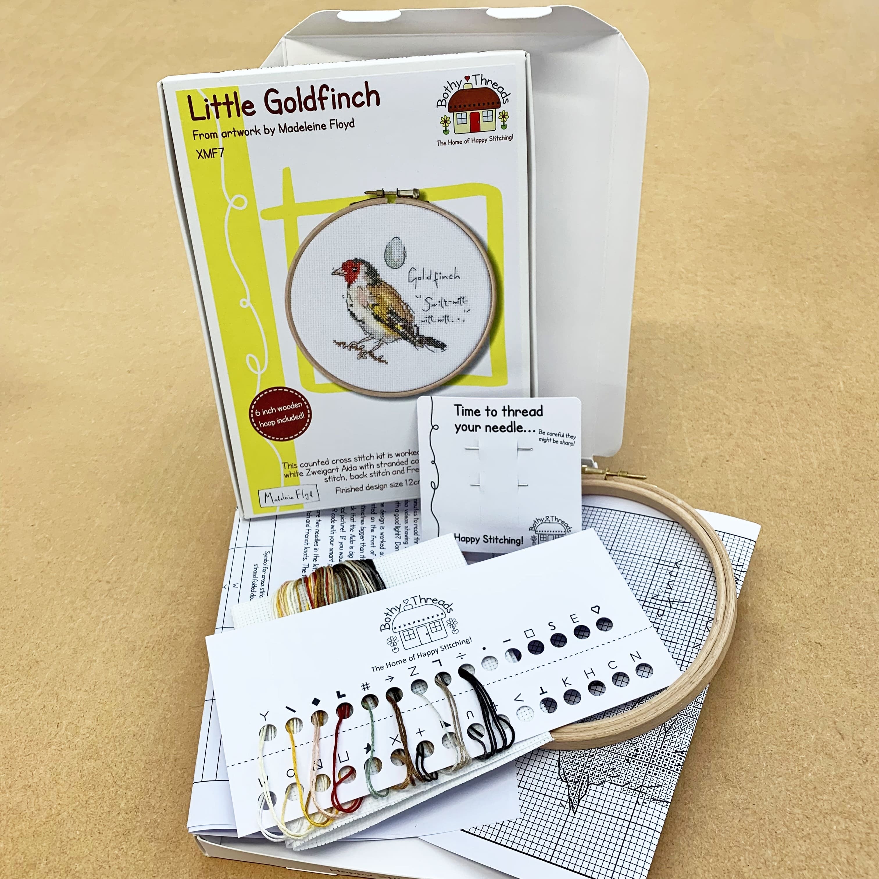 Bothy Threads Little Goldfinch Cross Stitch Kit - 12cm circle