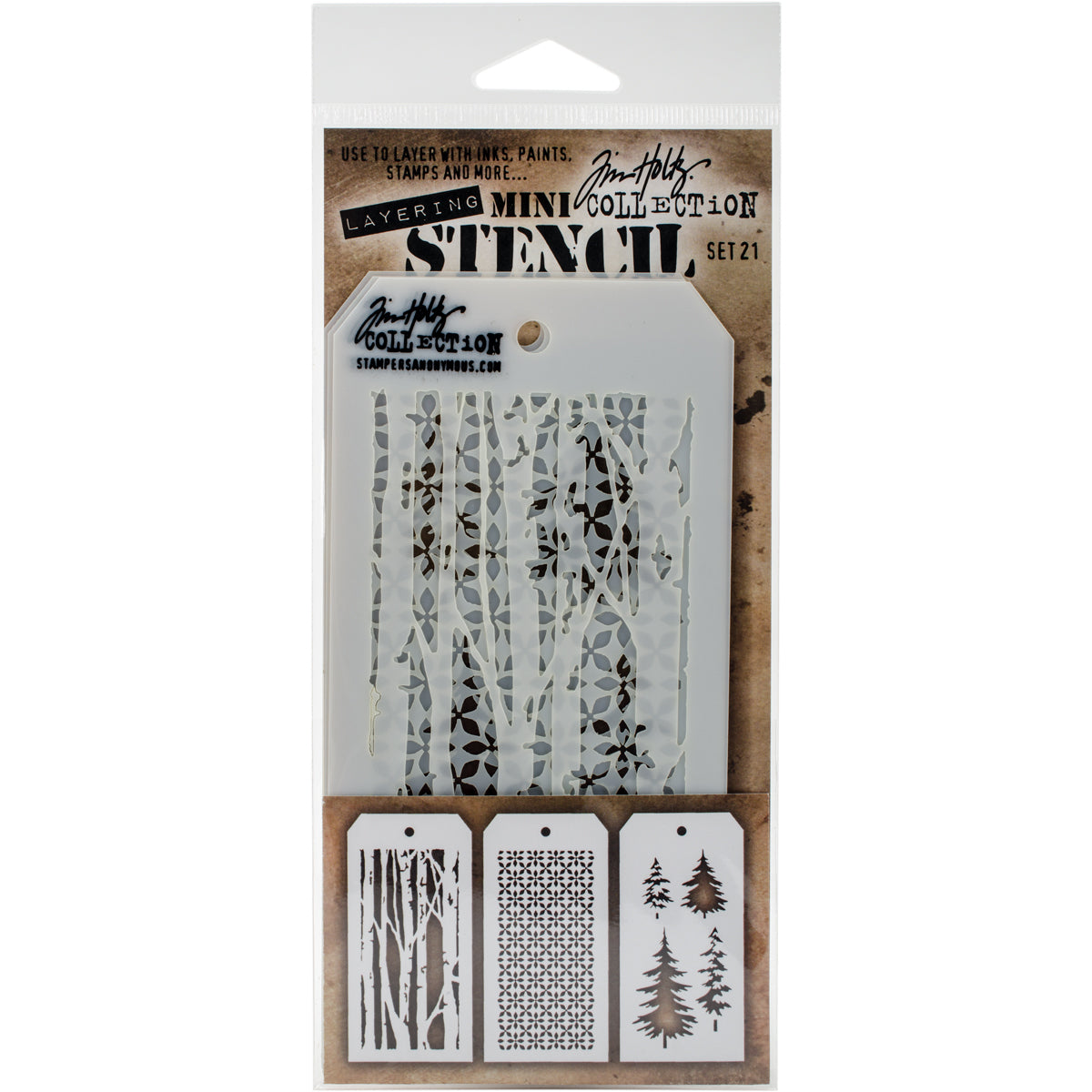 Stampers Anonymous Tim Holtz Mini Layered Stencil Set 3/Pkg - Set #21