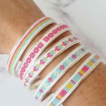 Red Gate Stitchery Sterling Silver Cross Stitched Bangle Bracelet Cross Stitch Kit