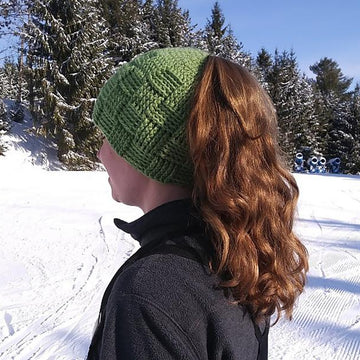 Basket Weave Ponytail Beanie
