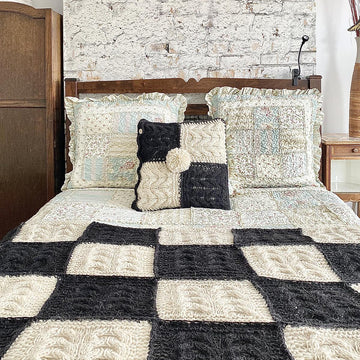 Chess Afghan and Two Cushion Covers