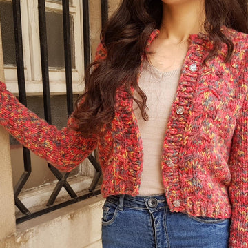 Puffed Butterfly Cropped Cardigan