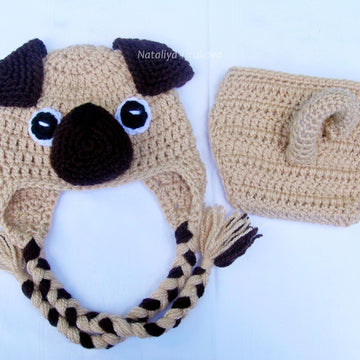 Pug Puppy Baby Hat and Diaper Cover