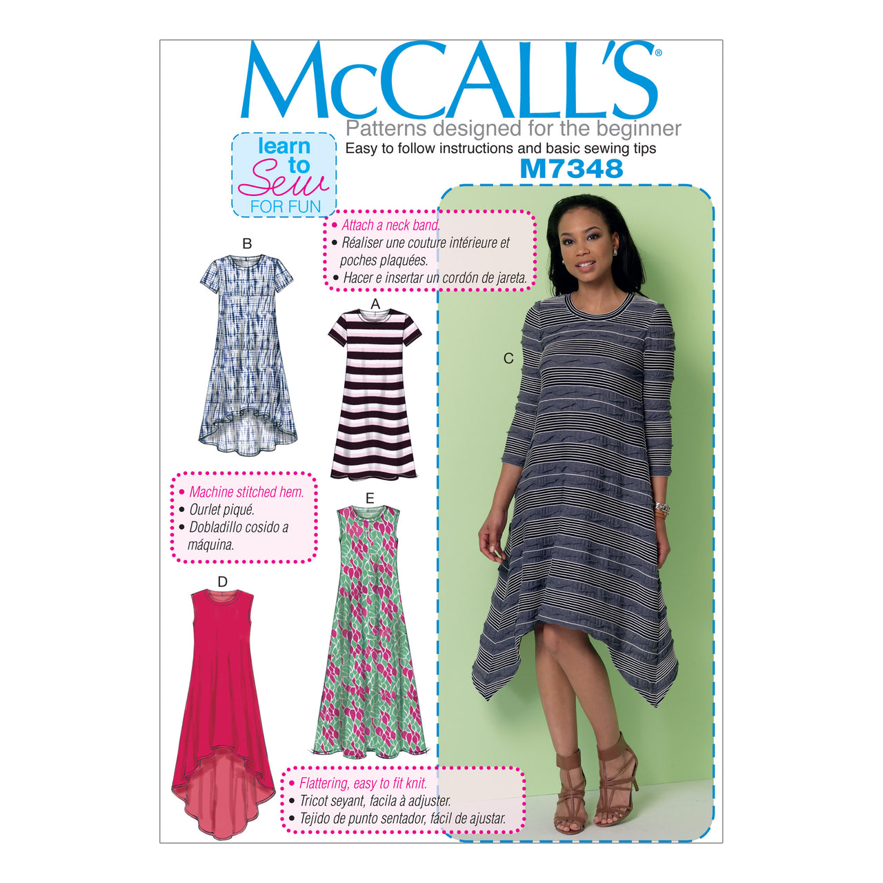 McCall's Misses' Straight, Handkerchief, or High-Low Hem Dresses M7348 - Sewing Pattern