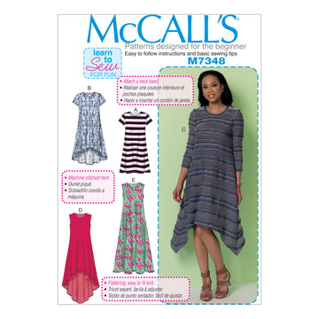 McCall's Misses' Straight, Handkerchief, or High-Low Hem Dresses M7348 - Sewing Pattern
