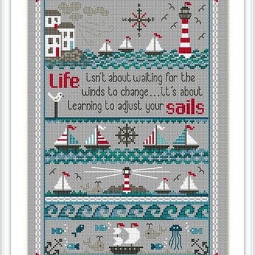 Little Dove Designs Adjust your Sails Cross Stitch Kit - 21.59cm x 31.11cm
