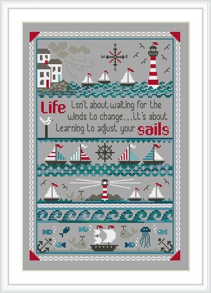 Little Dove Designs Adjust your Sails Cross Stitch Kit - 21.59cm x 31.11cm