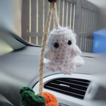 Ghost Pumpkin Car Mirror Hanger