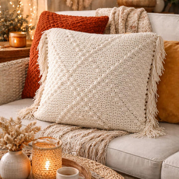 Crochet Cushion Cover Boho Diamond