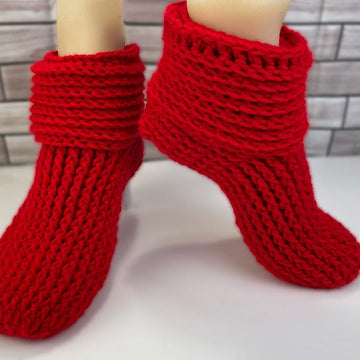 Crimson Cozy Slipper Boots