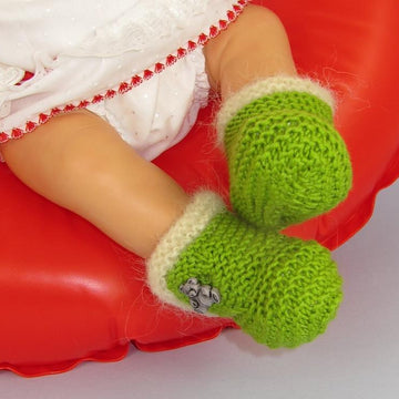 Baby Fur Trim Teddy Button Booties (Bootees)