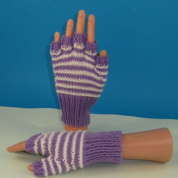 Stripe Pattern Short Finger Gloves