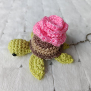 Turtle with flower keychain