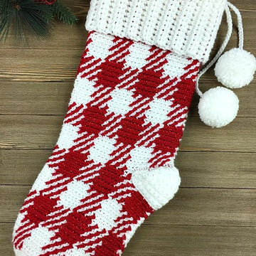 Gingham Plaid Christmas Stocking