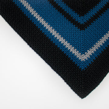 Black & Blue Infinity Moss Stitch Crochet Blanket