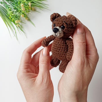 Crochet teddy bear, amigurumi bear keychain