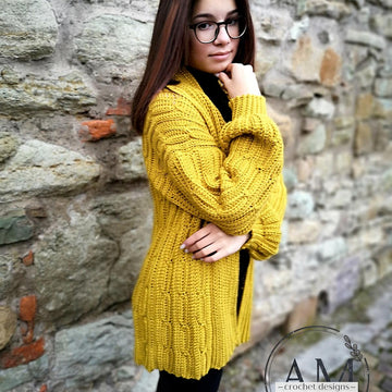 Cables knit-look cardigan