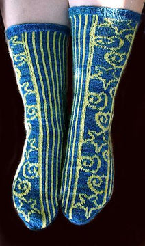 14 sock designs, Patterns in English