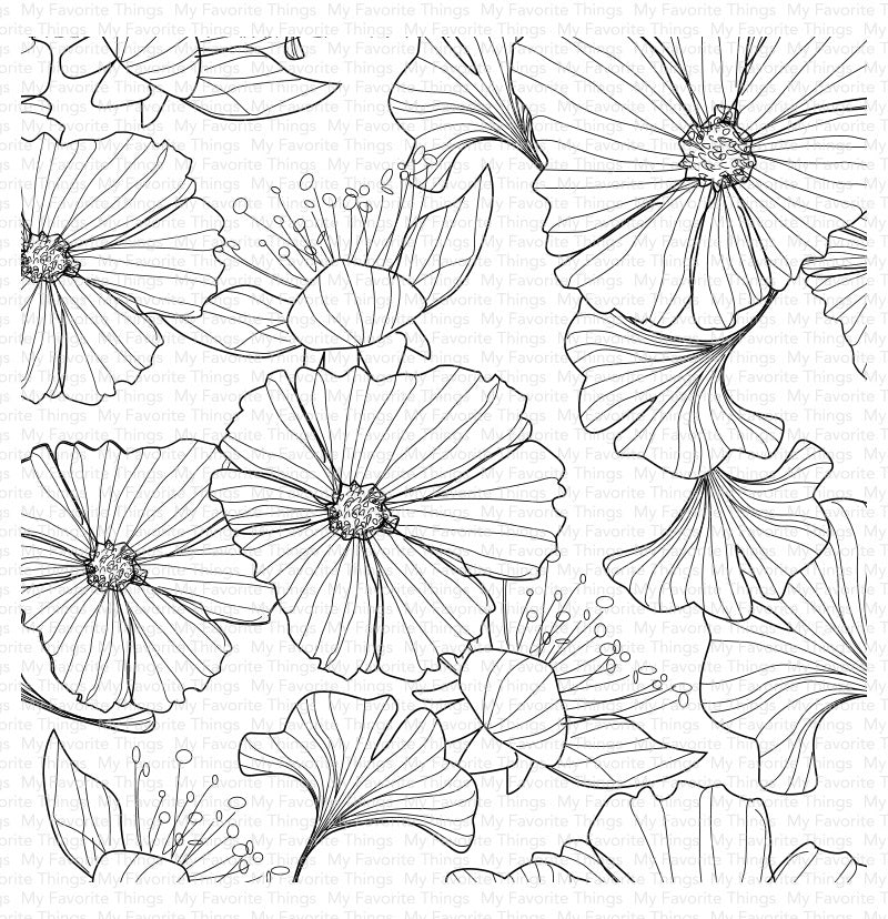 My Favorite Things Background Cling Rubber Stamp 6"X6" - Loosely Lined Flowers