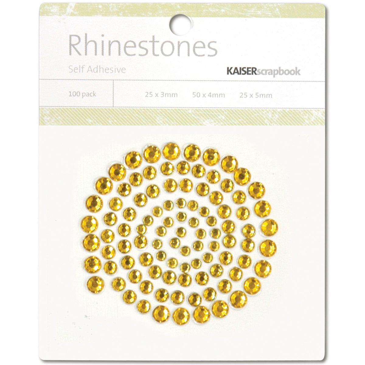 Kaisercraft Adhesive Rhinestones 100/Pkg - Deep Yellow