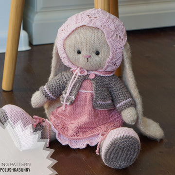 Doll clothes Knitting Pattern Outfit Shabby Chic Style for doll, lamb, bunny, kitty
