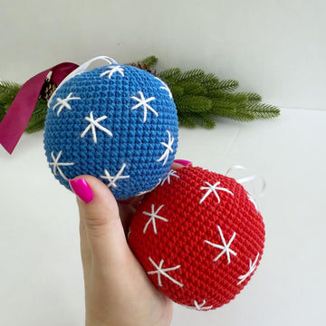 Red X Blue O Christmas ball ornament