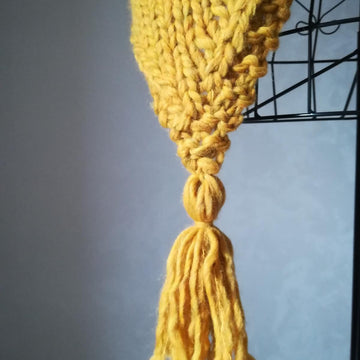 Mustard Maxi scarf stole with Tassels / Echarpe
