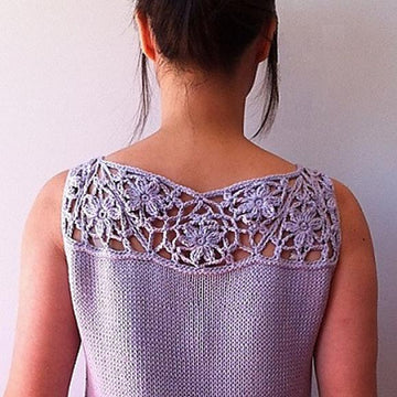 Vivian - floral lace-top shell (crochet+knit)