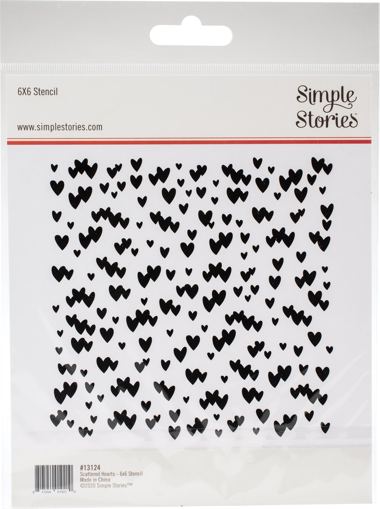 Simple Stories Kate & Ash Stencil 6"X6" - Scattered Hearts