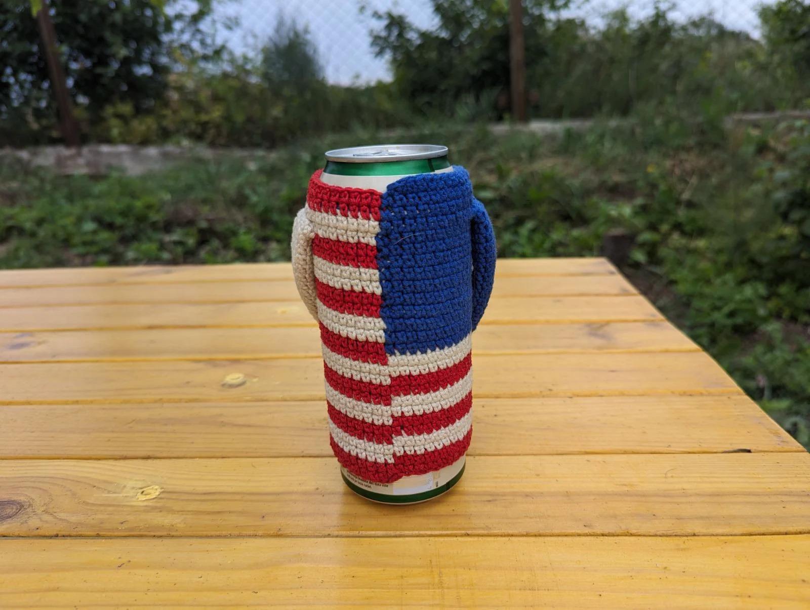 American Flag Beer Bottle Cozy English-US