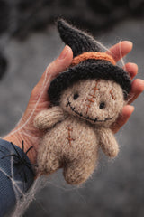 Halloween Witch Doll Knitting Pattern, Knitted stuffed spooky monster PDF