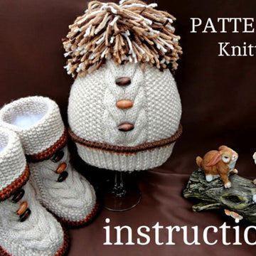 Knitting PATTERN Warm Baby Set Shoes and Hat