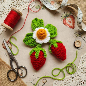 Crochet Strawberry Hair Clip Pattern | PDF Photo & Video Tutorial | Easy Hair Accessory