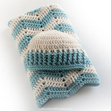 Seafoam Layette Baby Hat & Blanket Set US TERMS 1928