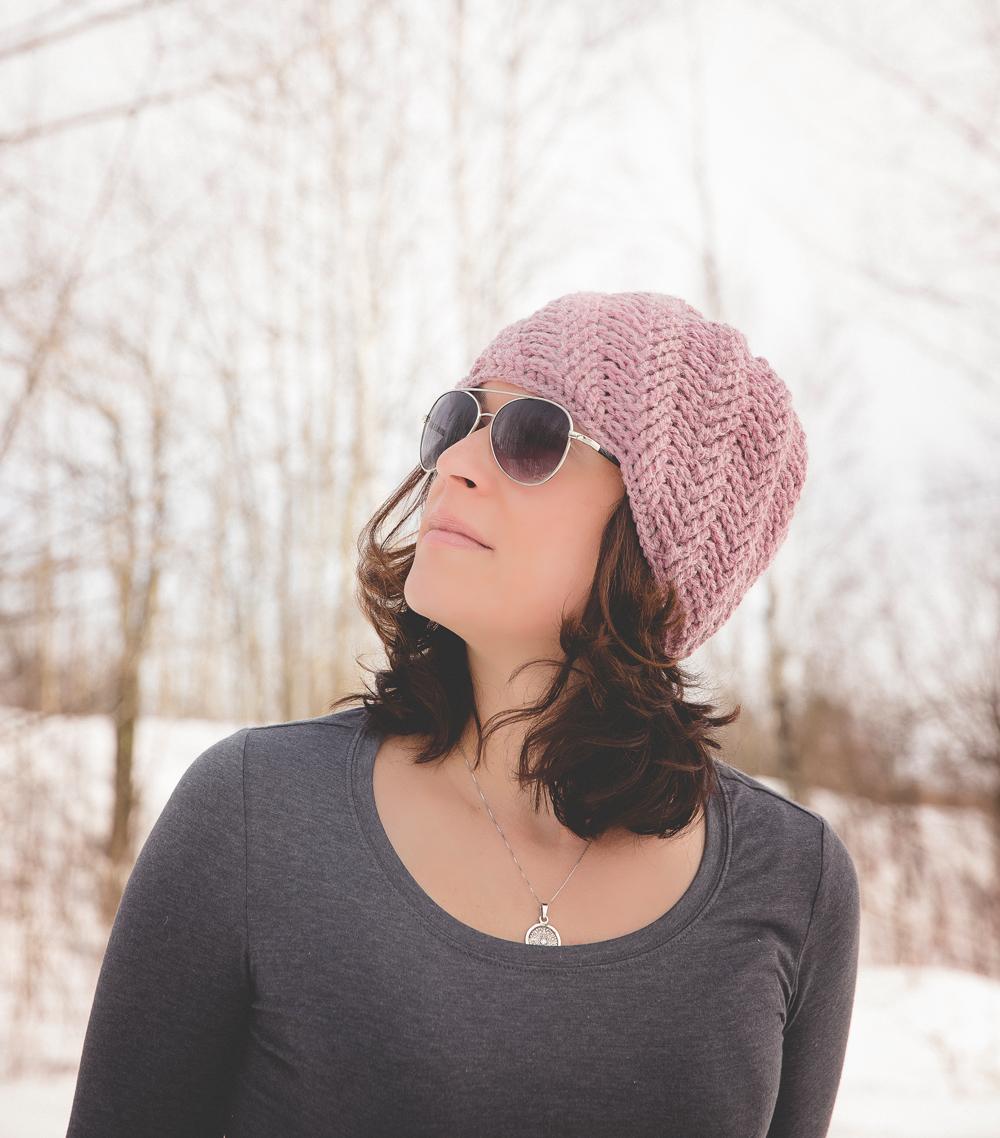 Spiral Herringbone Beanie